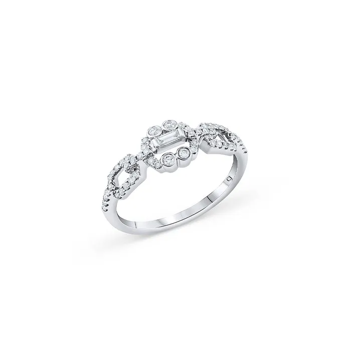 CJ Charles Jewelers Rings 18K White Gold Diamond Link Motif Ring