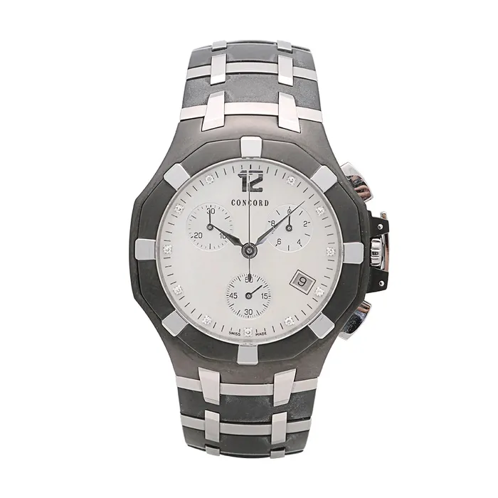Concord Saratoga Black PVD Stainless Steel MOP Diamond Dial 40mm Quartz Preowned Meierotto Jewelers Bracelets