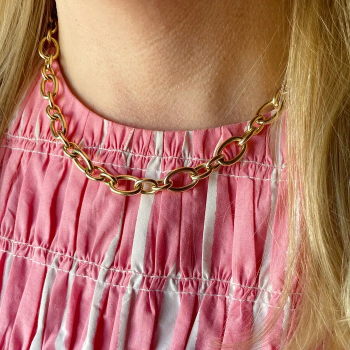 Croghans 18K Yellow Gold Italian Mixed Oval Link Necklace Necklaces