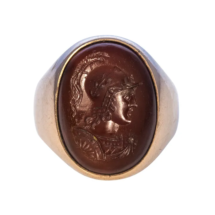 Croghans Rings Estate Carnelian Intaglio Signet 14K Gold Ring