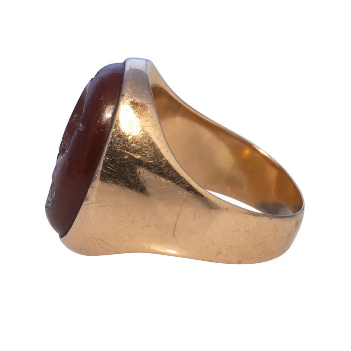 Croghans Rings Estate Carnelian Intaglio Signet 14K Gold Ring
