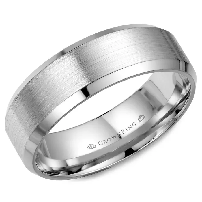 CrownRing 14K White Gold 7mm Wedding Band Rings