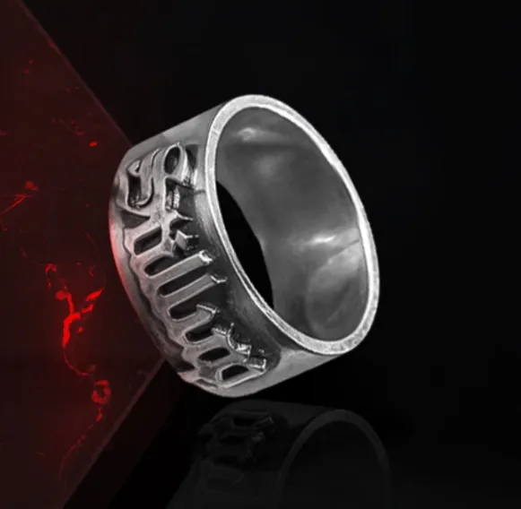 Custom Name Gothic Ring Old English Style Unisex Ring Brass or Sterling Silver 925 Personalized Tattoo Font Name Ring Belbren Rings