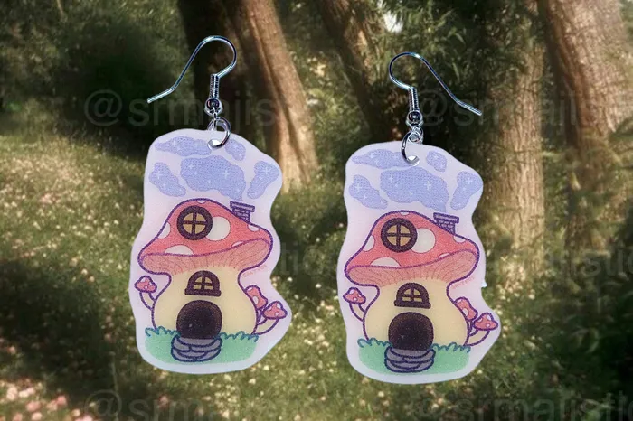 Cute Cottagecore Forest Themed Handmade Earrings collaboration with saltnox Sam Makes Things Earrings