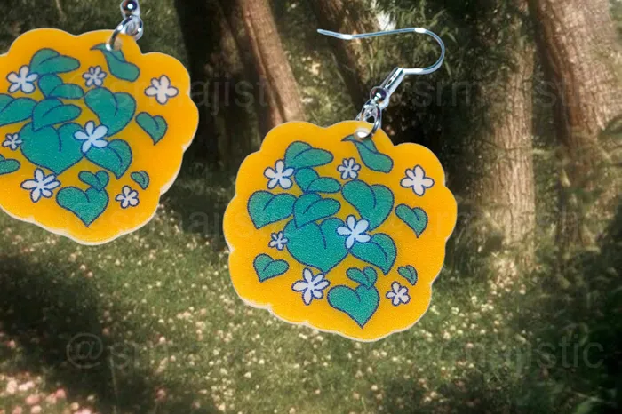 Cute Cottagecore Forest Themed Handmade Earrings collaboration with saltnox Sam Makes Things Earrings
