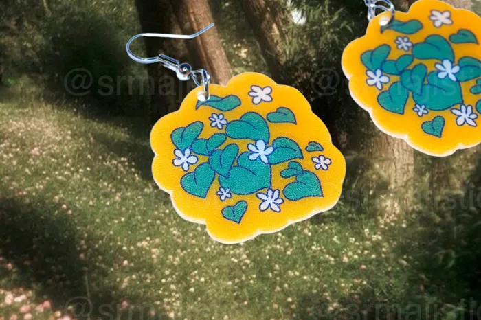 Cute Cottagecore Forest Themed Handmade Earrings collaboration with saltnox Sam Makes Things Earrings