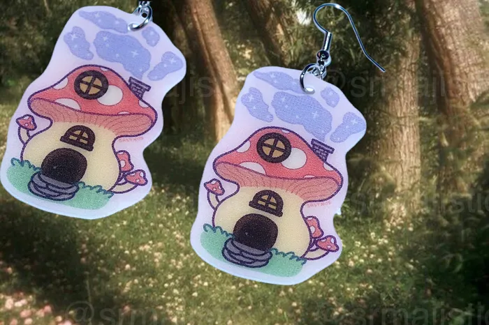 Cute Cottagecore Forest Themed Handmade Earrings collaboration with saltnox Sam Makes Things Earrings