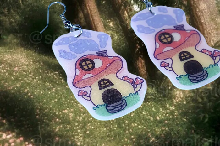 Cute Cottagecore Forest Themed Handmade Earrings collaboration with saltnox Sam Makes Things Earrings