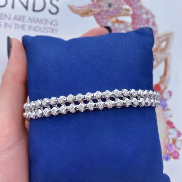 Diamond Source NYC Bracelets 14k White Gold Double Bezel Diamond Bracelet B4562000
