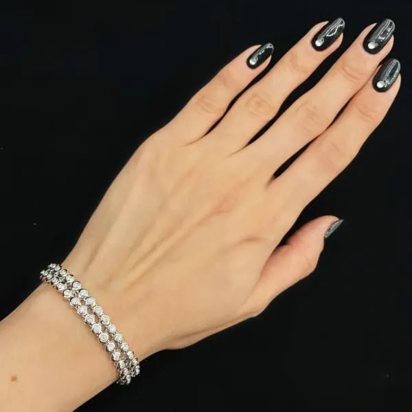Diamond Source NYC Bracelets 14k White Gold Double Bezel Diamond Bracelet B4562000