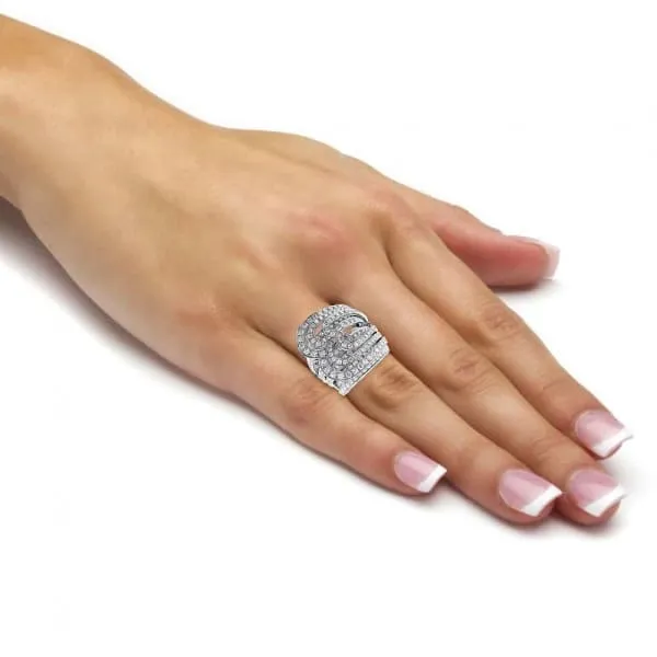 Diamond Source NYC Rings Natural Round Brilliant Diamond Fashion Ring Set in 18K White Gold 700ct tw