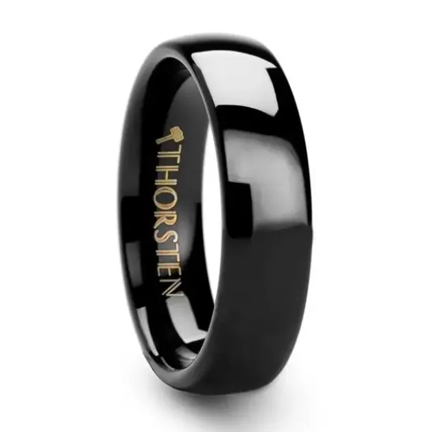 Domed Black Tungsten Carbide 6mm Band Mens Bands Rings
