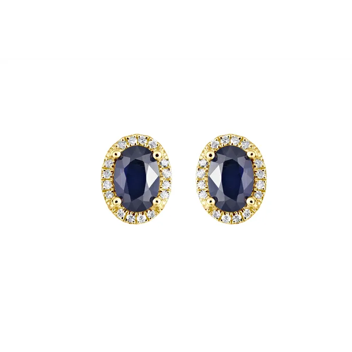 Earrings 14K Yellow Gold Diamond and Sapphire Stud Earrings Meierotto Jewelers Earrings 14K Yellow Gold Diamond and Sapphire Stud Earrings Meierotto Jewelers