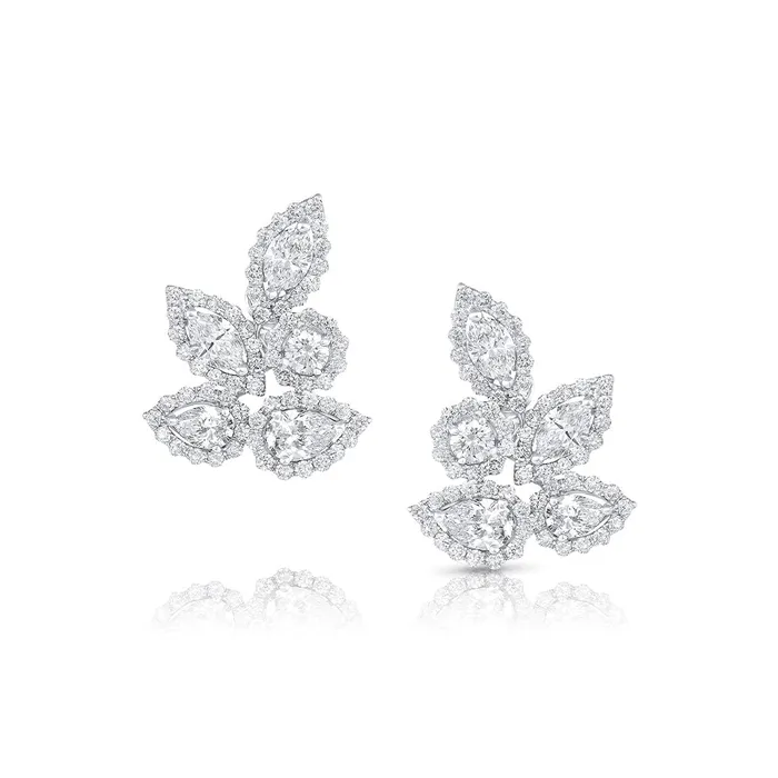 Earrings 18k White Gold 330ctw Diamond Pear and Marquise Earrings CJ Charles Jewelers