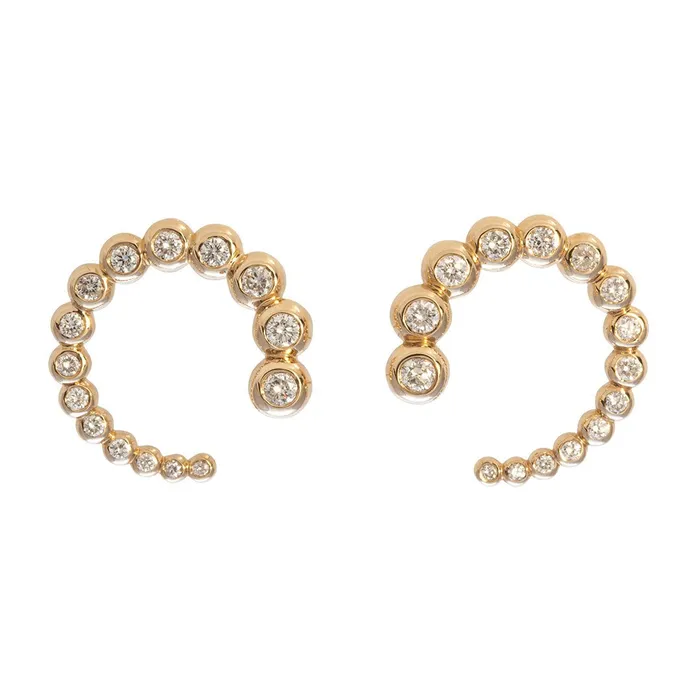 Earrings Croghans 96ctw Diamond Front to Back 14K Yellow Gold Earrings