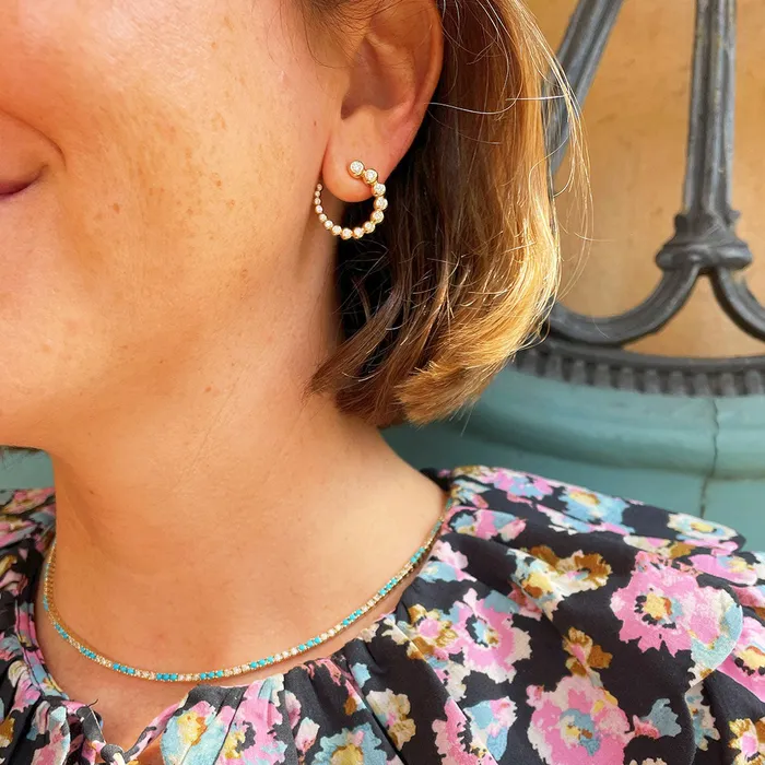 Earrings Croghans 96ctw Diamond Front to Back 14K Yellow Gold Earrings