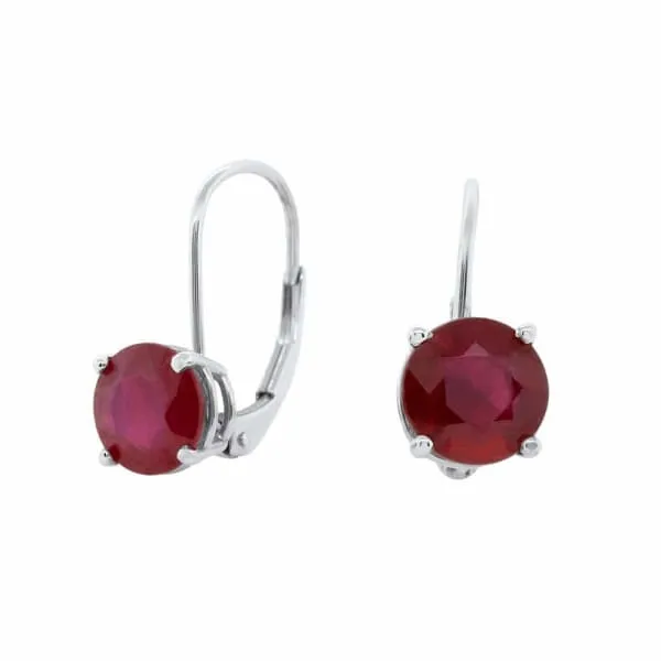 Earrings Diamond Source NYC 14kt White Gold Ruby Earrings 200ct French Back EAR456250