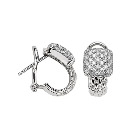 Earrings FOPE Fope 18K White Gold Vendome J Hoop Pave Diamond Earrings