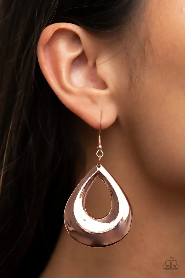 Earrings Paparazzi Earring LaidBack Leisure Copper Paparazzi Jewelry