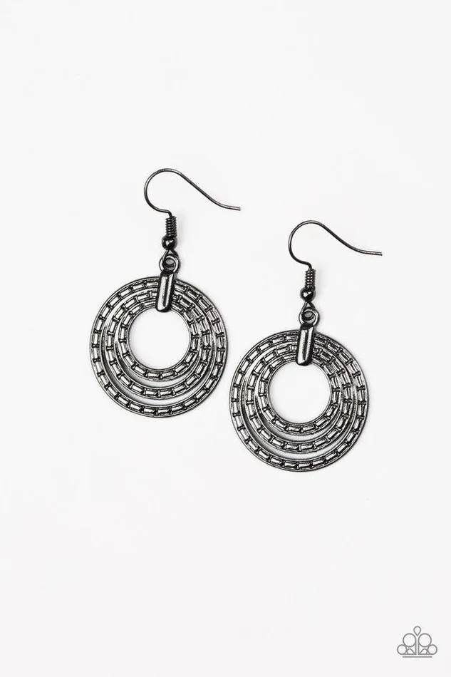 Earrings Paparazzi Earring Open Plains Black Paparazzi Jewelry