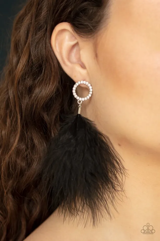 Earrings Paparazzi Jewelry Paparazzi Earring BOA Down Black
