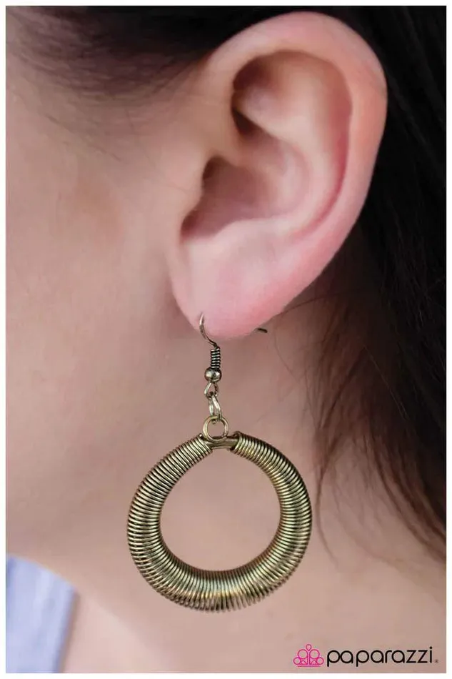 Earrings Paparazzi Jewelry Paparazzi Earring Bounce Back Brass