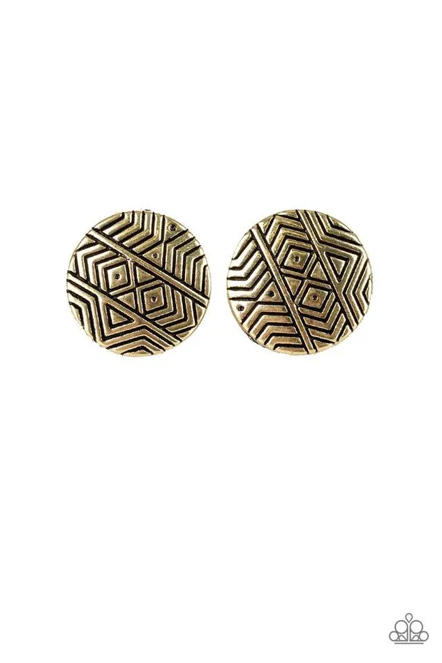 Earrings Paparazzi Jewelry Paparazzi Earring Bright As A Button Brass