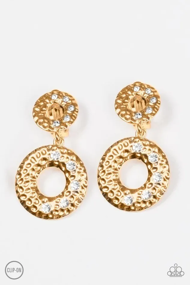 Earrings Paparazzi Jewelry Paparazzi Earring Sophisticated Shimmer Gold ClipOn