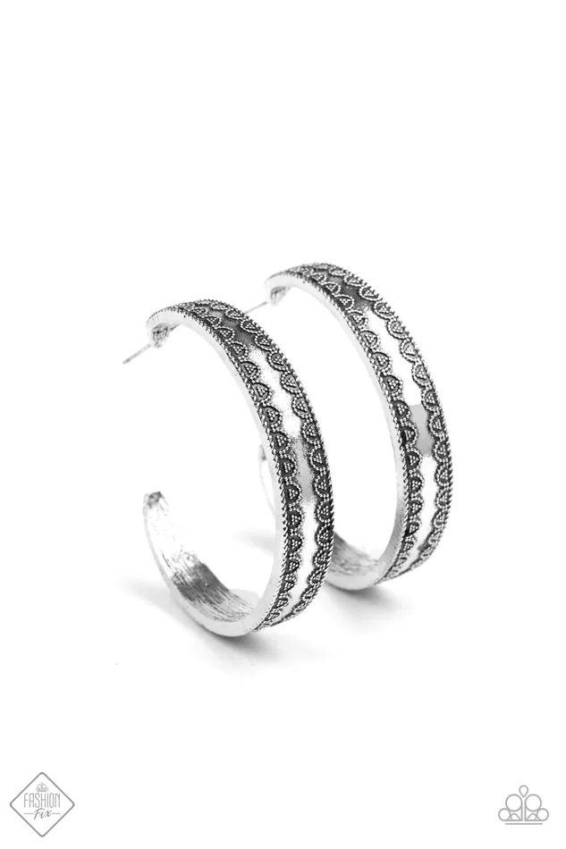 Earrings Paparazzi Jewelry Paparazzi Earring Textured Treasure Silver