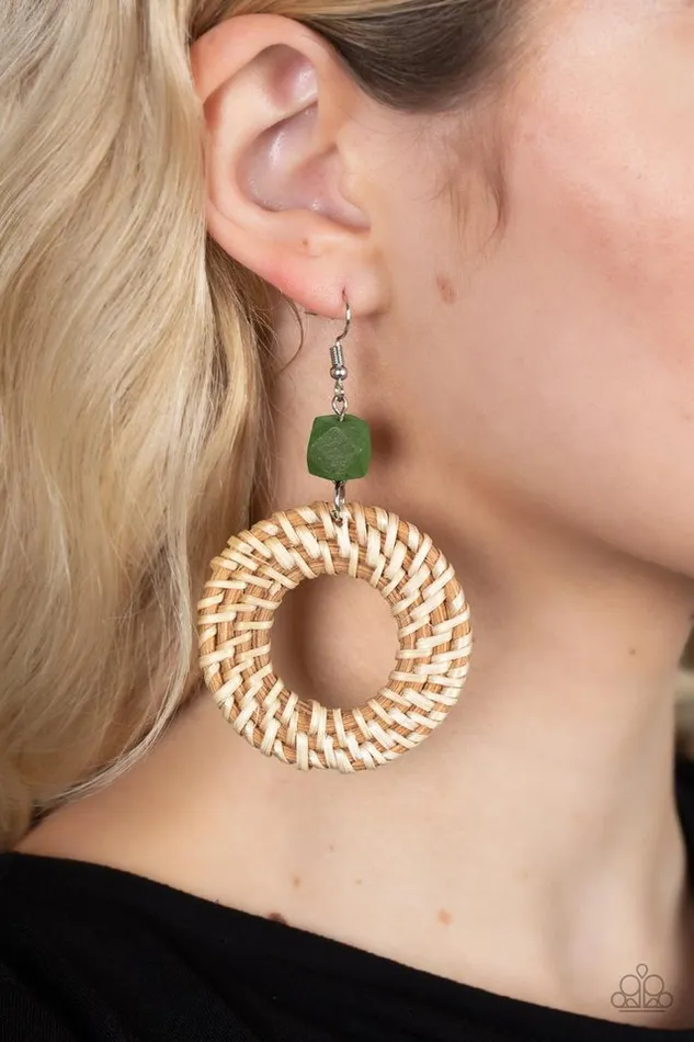 Earrings Paparazzi Jewelry Paparazzi Earring Wildly Wicker Green