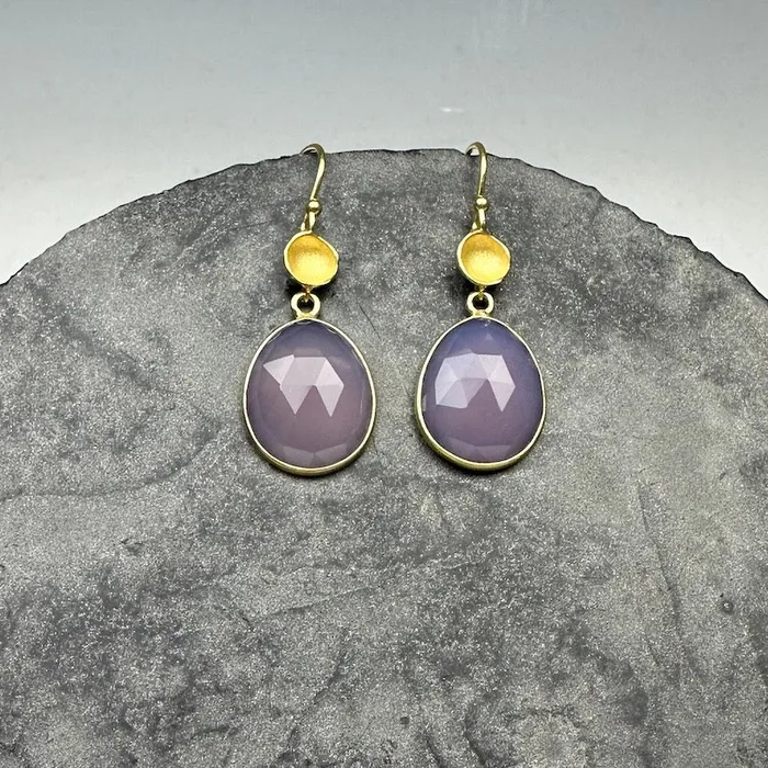 Earrings Sarah Richardson Jewelry Medium Pod Bezel Earrings in Lavender Quartz