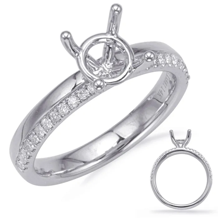 Engagement Collections 14K White Gold Semi Mount Diamond Ring with Half Diamond and Half Plain Shank Rings Engagement Collections 14K White Gold Semi Mount Diamond Ring with Half Diamond and Half Plain Shank Rings
