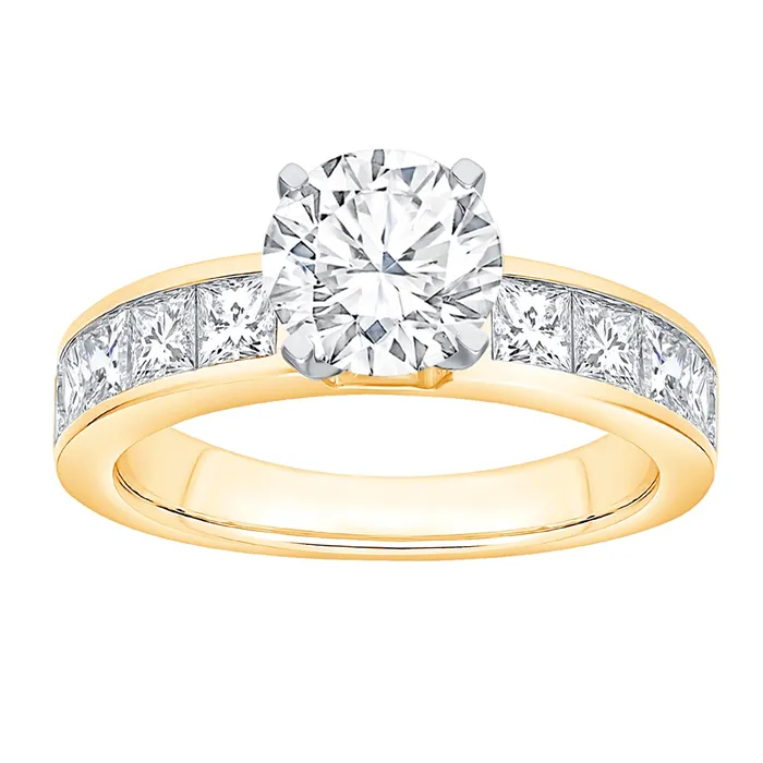 Engagement Collections 14K Yellow Gold Semi Mount Channel Set Princess Cut Diamond Ring Rings Engagement Collections 14K Yellow Gold Semi Mount Channel Set Princess Cut Diamond Ring Rings