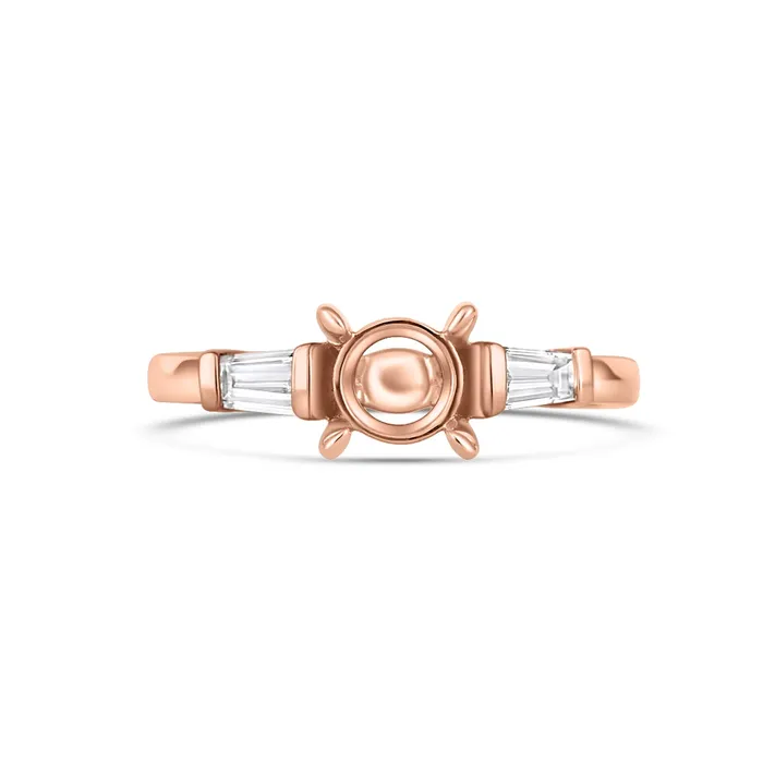 Engagement Collections Earrings 14K Rose Gold Diamond Semimount Baguette Sides Engagement Collections Earrings 14K Rose Gold Diamond Semimount Baguette Sides