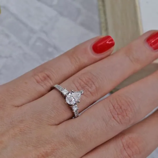Engagement Ring features Center 100ct Pear Shape Diamond ENG7509 Diamond Source NYC Rings Engagement Ring features Center 100ct Pear Shape Diamond ENG7509 Diamond Source NYC Rings