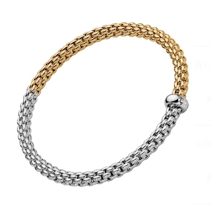 FOPE Fope 18K White and Yellow Gold Solo Collection Diamond Bracelet Medium Size Bracelets FOPE Fope 18K White and Yellow Gold Solo Collection Diamond Bracelet Medium Size Bracelets