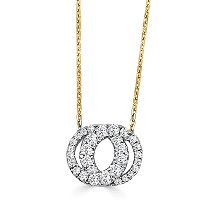 Frederic Sage PreStyled Sets Frederic Sage 14K White Gold Diamond Interlocking Circles Pendant on Yellow Gold Chain Frederic Sage PreStyled Sets Frederic Sage 14K White Gold Diamond Interlocking Circles Pendant on Yellow Gold Chain