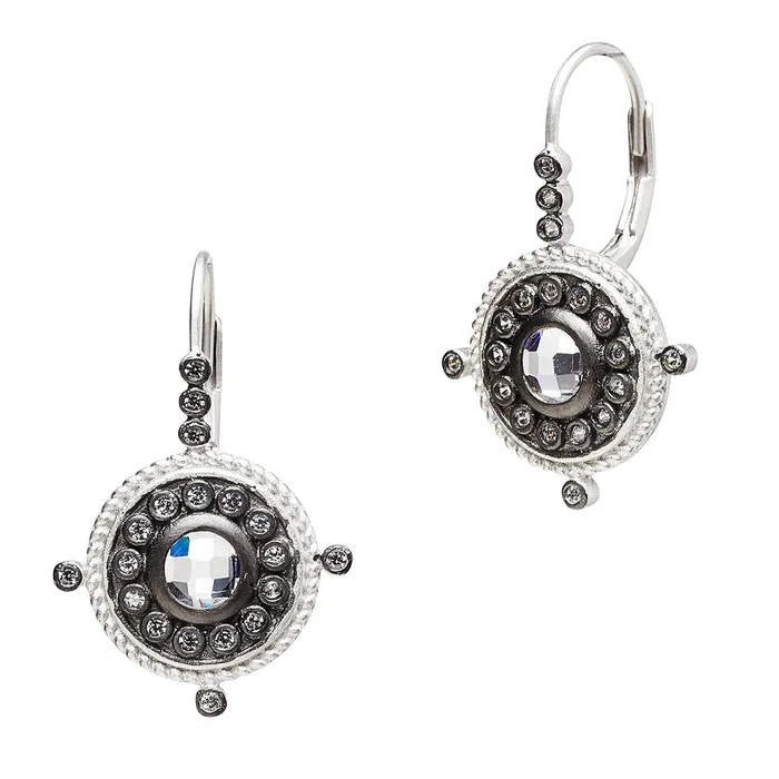 Freida Rothman Earrings Freida Rothman Nautical Button Leverback Earrings