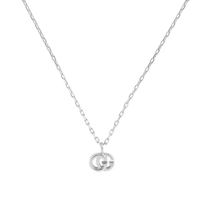 Gucci Necklaces Gucci 18K White Gold GG Running Necklace with Diamond 16 inch