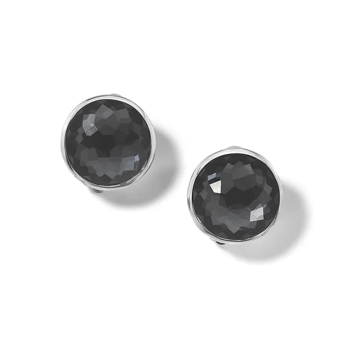 Ippolita Earrings Ippolita Sterling Silver Lollipop 15mm Stone Clip Earrings in Hematite Doublet