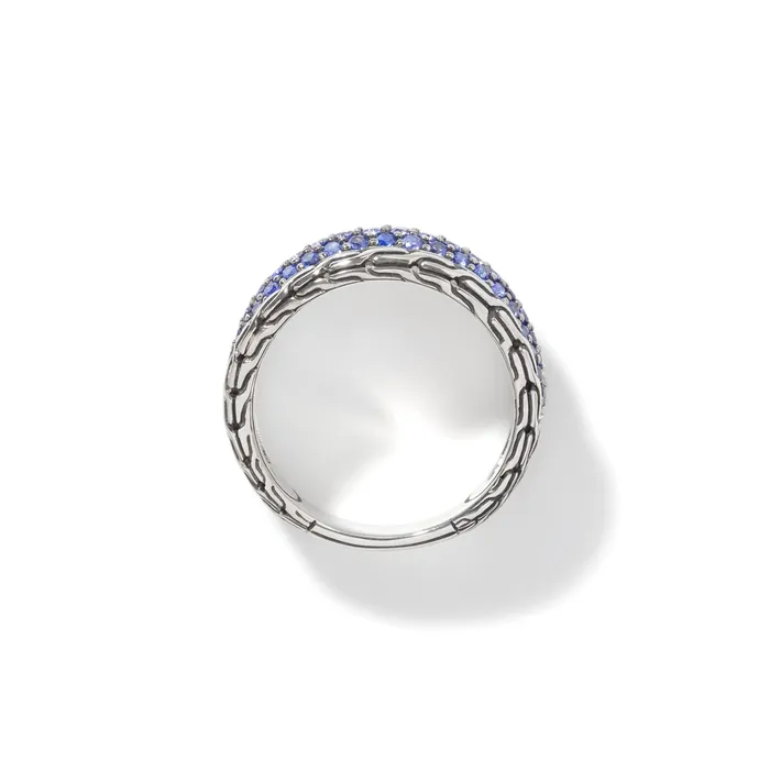 John Hardy Classic Chain Sterling Silver Ring with Blue Sapphire John Hardy Rings John Hardy Classic Chain Sterling Silver Ring with Blue Sapphire John Hardy Rings