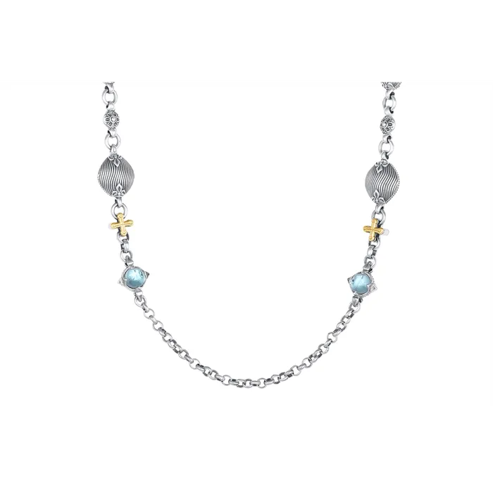 Konstantino Konstantino Kyma Collection Sterling and Gold Evening Tide Blue Topaz Necklace Necklaces Konstantino Konstantino Kyma Collection Sterling and Gold Evening Tide Blue Topaz Necklace Necklaces