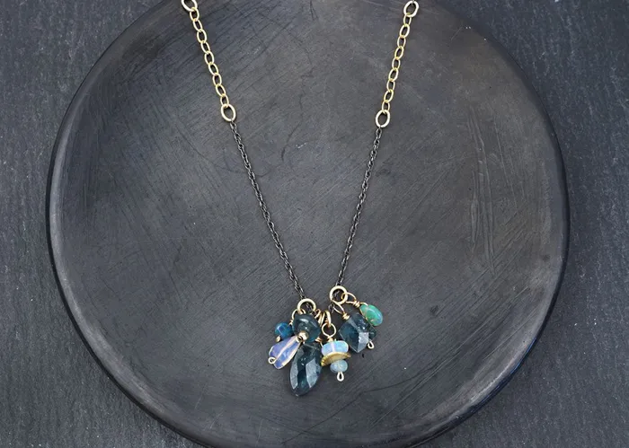 Kyanite Opal Cluster Necklace Calliope Necklaces