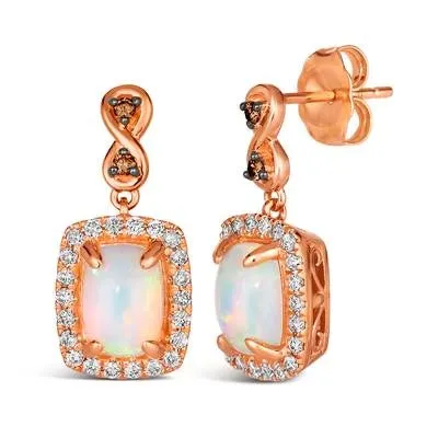 Le Vian 14K Strawberry Gold Neopolitan Opal and Vanilla and Chocolate Diamond Dangle Earrings Le Vian Earrings Le Vian 14K Strawberry Gold Neopolitan Opal and Vanilla and Chocolate Diamond Dangle Earrings Le Vian Earrings