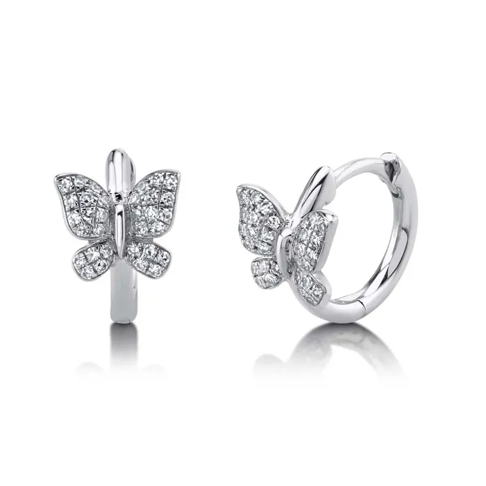 Meierotto Jewelers 14K White Gold Diamond Butterfly Huggie Earrings Earrings Meierotto Jewelers 14K White Gold Diamond Butterfly Huggie Earrings Earrings