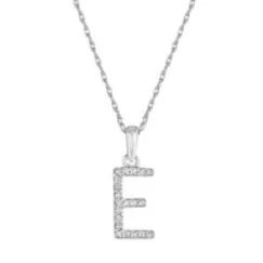 Meierotto Jewelers 14K White Gold Diamond E Initial Pendant Necklace Necklaces Meierotto Jewelers 14K White Gold Diamond E Initial Pendant Necklace Necklaces