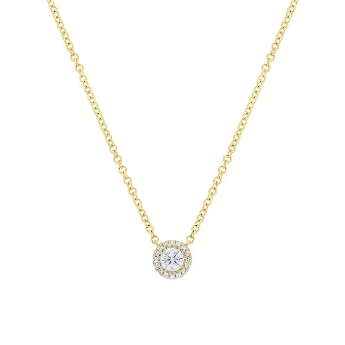 Meierotto Jewelers 14K Yellow Gold Diamond Halo Necklace Necklaces