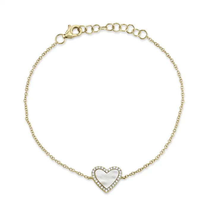 Meierotto Jewelers Bracelets 14K Yellow Gold Diamond Mother of Pearl Heart Bracelet Meierotto Jewelers Bracelets 14K Yellow Gold Diamond Mother of Pearl Heart Bracelet