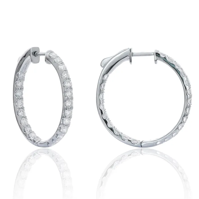 Meierotto Jewelers Earrings 18K White Gold InsideOutside Diamond Hoop Earrings Meierotto Jewelers Earrings 18K White Gold InsideOutside Diamond Hoop Earrings