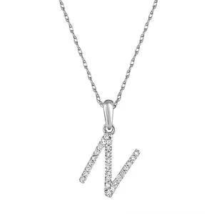 Meierotto Jewelers Necklaces 14K White Gold Diamond N Initial Pendant Necklace Meierotto Jewelers Necklaces 14K White Gold Diamond N Initial Pendant Necklace